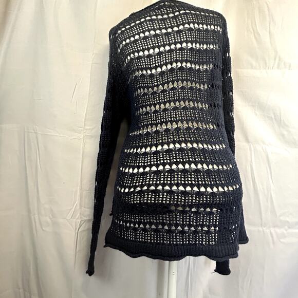 Aeropostale Size Large open weave sweater top pull over long sleeve Blue navy - Picture 7 of 9